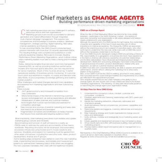 Chief marketers as Change Agents