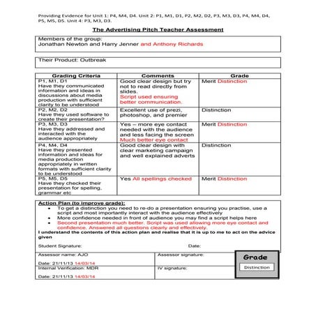Presentation teacher mark sheets | DOCX