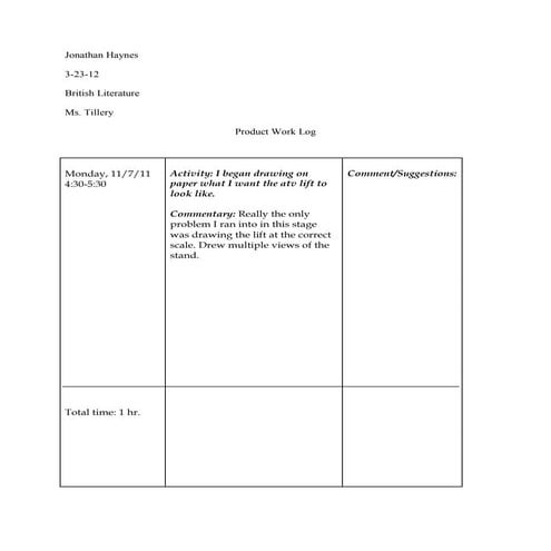 Product work log | DOC