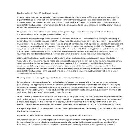 Jon Cohn Exton PA - EA and Innovation