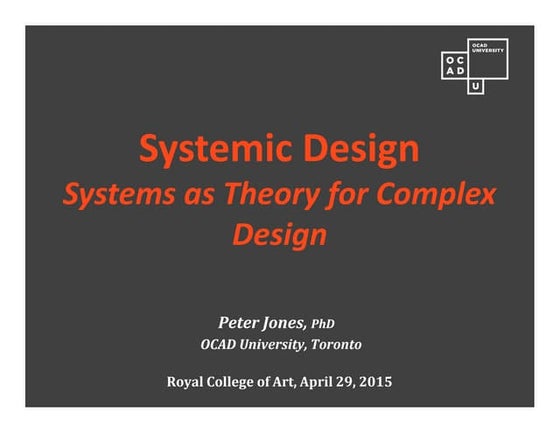 Systemic Design Principles & Methods (Royal College of Art)