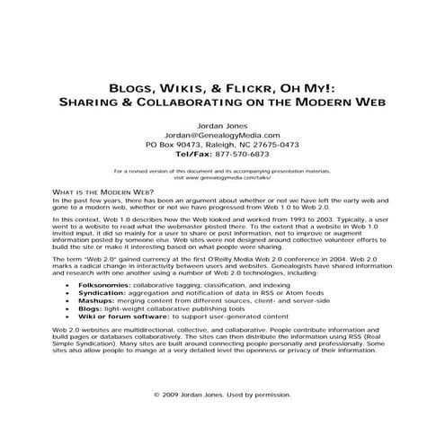 Blogs, Wikis, and Flickr: Oh My!: Syllabus