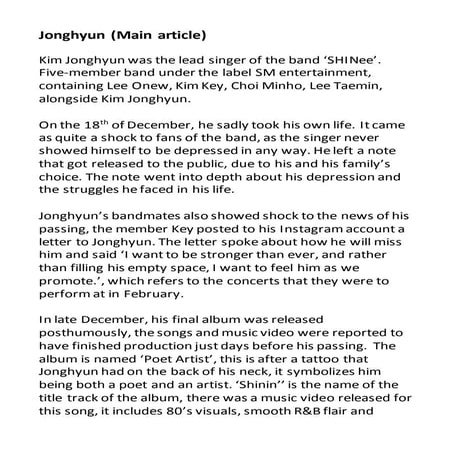 Jonghyun article first draft