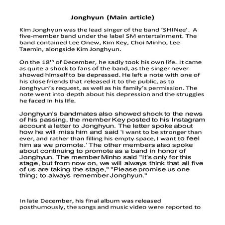 Jonghyun article second draft