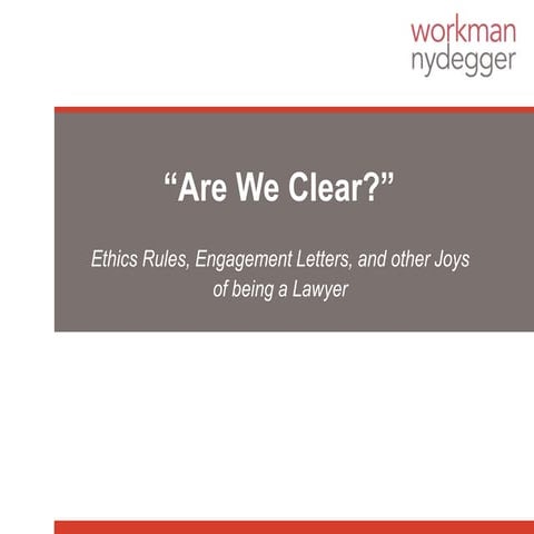 Legal Fees and Engagement Letters – Rule 1.5 of the Utah Rules of Professional Conduct