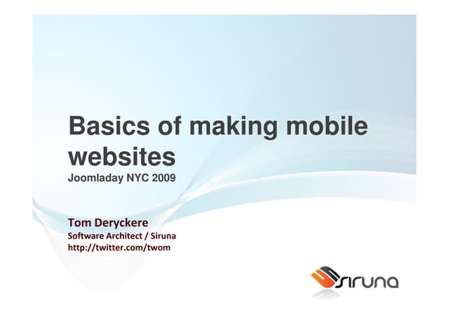Building Mobile Websites with Joomla