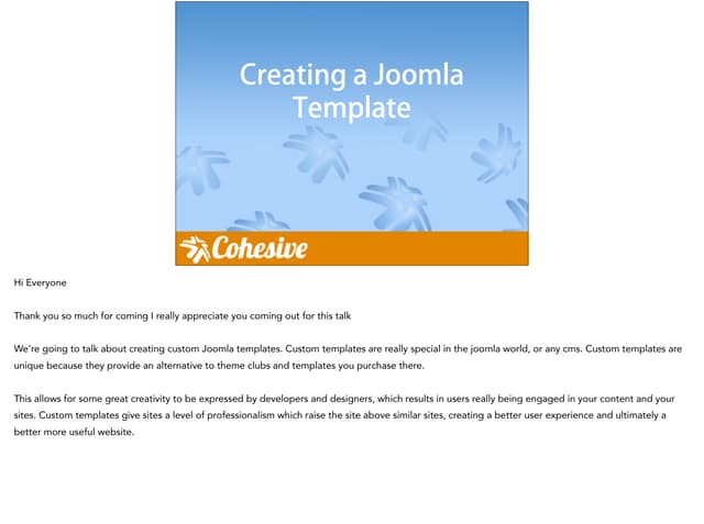 Joomla tempates talk