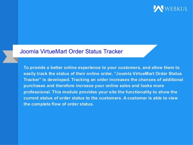 Joomla VirtueMart Order Status Tracker