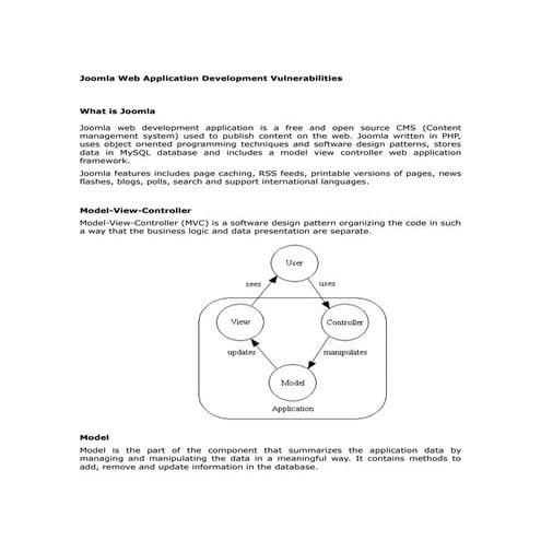 Joomla web application development vulnerabilities