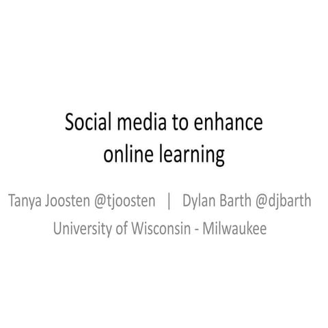 Social media to enhance online learning