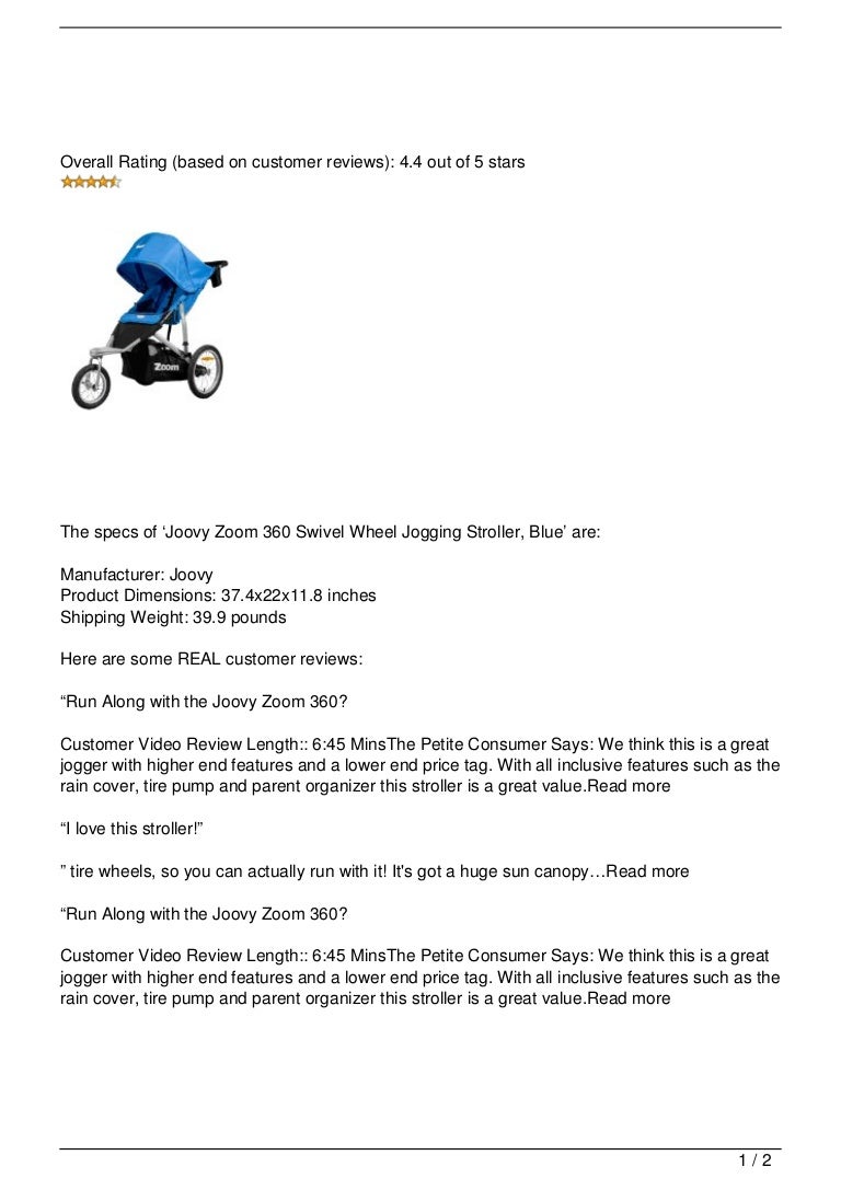 joovy zoom 360 swivel wheel jogging stroller