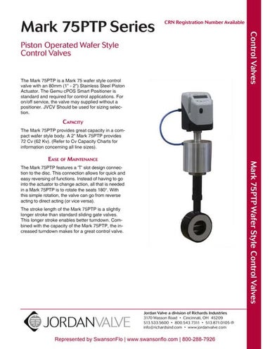 Jordan MK75PTP Sliding Gate  Control Valve