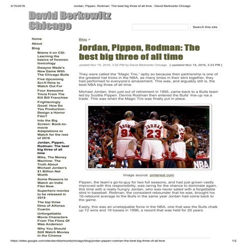 Jordan, pippen, rodman the best big three of all time david berkowitz ...