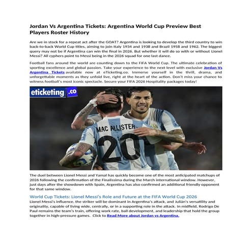 Jordan Vs Argentina Tickets Argentina World Cup Preview Best Players