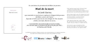 Jordi Llavina presente el seu nou poemari 'matí de la mort' publicat per tres i quatre