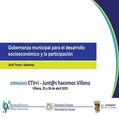 Gobernanza municipal para el desarrollo socioeconómico y la participación. Jo...