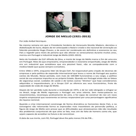 Jorge de Mello (1921-2013) por João Aníbal Henriques