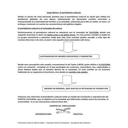 Resumen de Jorge Rivera. Periodismo Cultural
