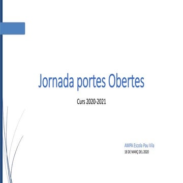 Jornada Portes Obertes AMPA 2020