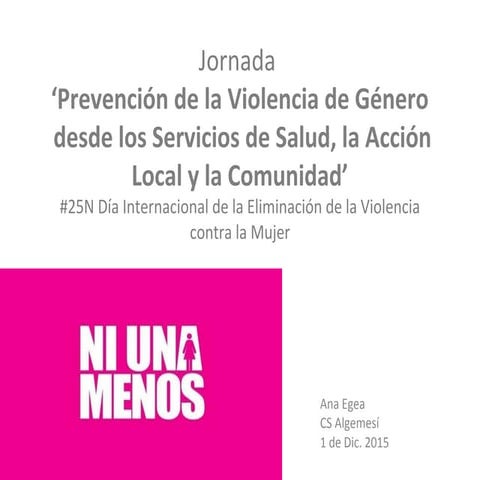Prevención de la Violencia de Género desde los Servicios de Salud, la Acción Local y la Comunidad