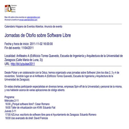 Jornadas de Otoño sobre Software Libre