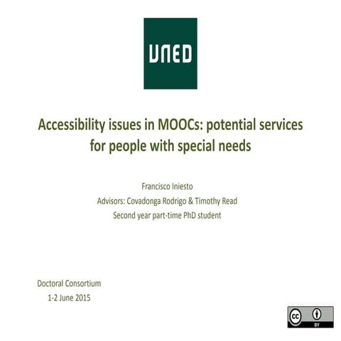 Accessibility issues in MOOCs: potential services  for people with special needs