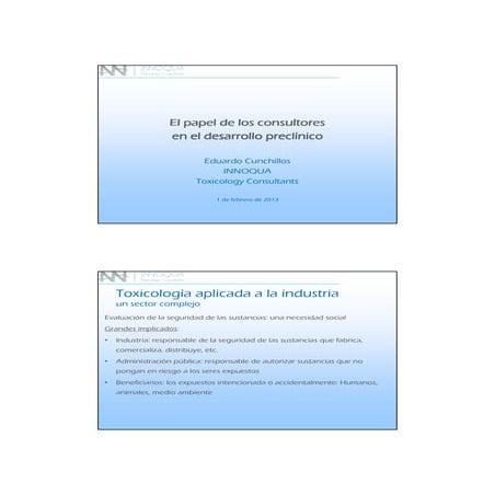 El papel de los consultores en el desarrollo preclínico (E. Cunchillos)