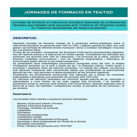 Jornades de formació en tea