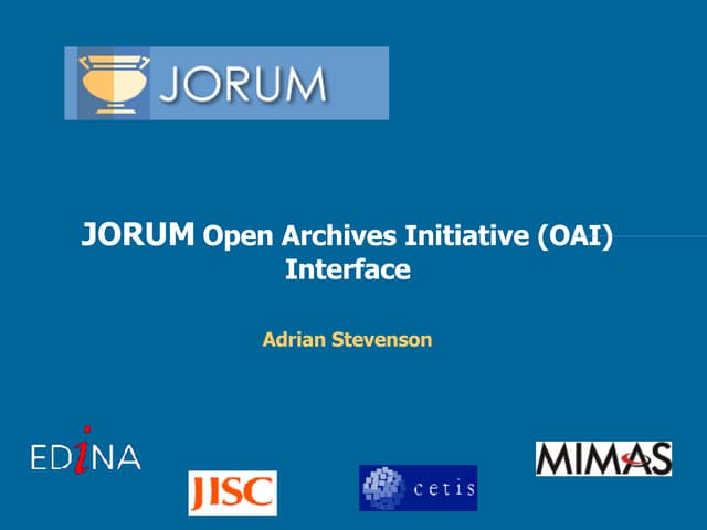 Jorum Open Archives Initiative (OAI) Interface