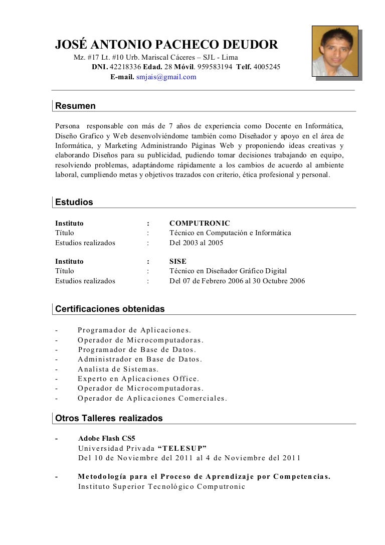 modelo curriculo
