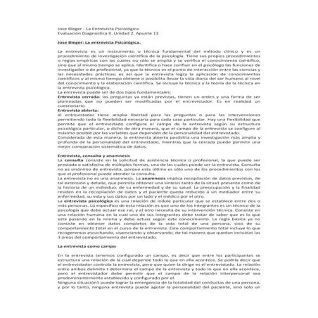 Jose bleger   la entrevista psicológica