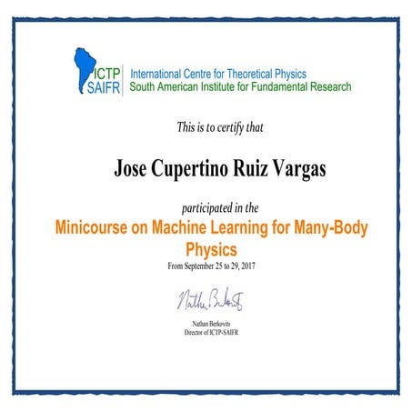 Minicourse on Machine Learning for Many-Body Physics | PDF