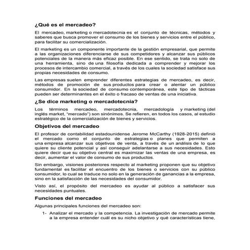 Carrera de mercadeo informaciones relevantes