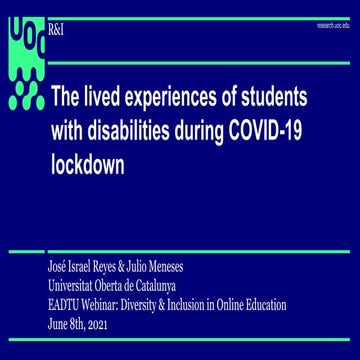 Jose israel reyes, the lived experiences of sw ds at the uoc