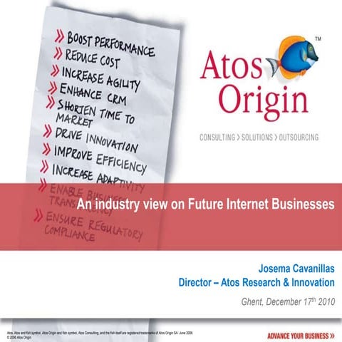 Josema Cavanillas: An industry view on Future Internet Businesses