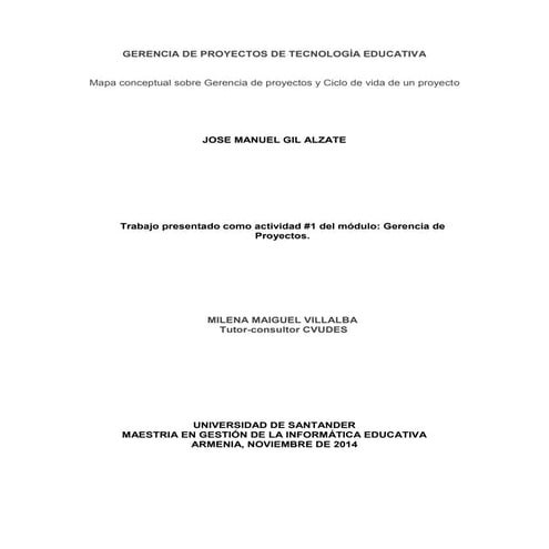 la Gerencia y Ciclo de vida de los proyectos