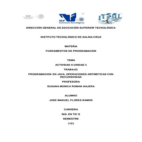 Josemauelunidad3 operacionesaritmeticasconrecursividad