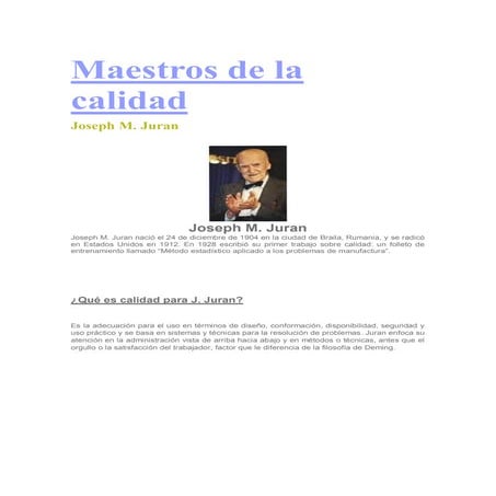 Joseph juran aportaciones al control de la calidad | PDF