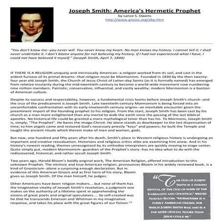 Joseph Smith Occult