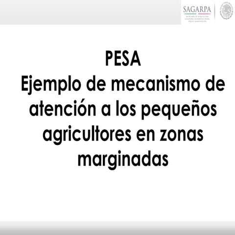 PESA: ejemplo de mecanismo de atención a los pequeños agricultores en zonas m...