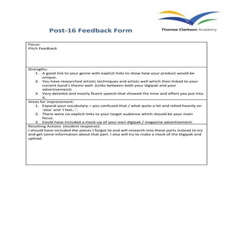 Josh lockey pitch feedback