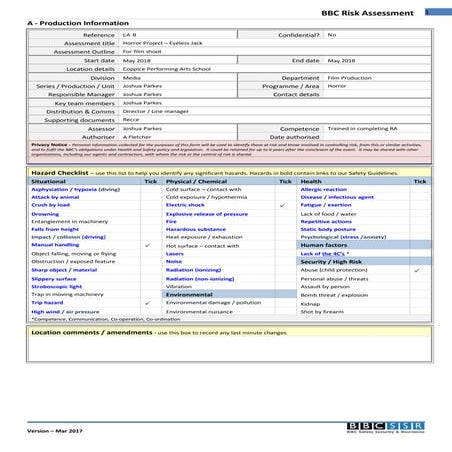 Josh risk assessment | DOC