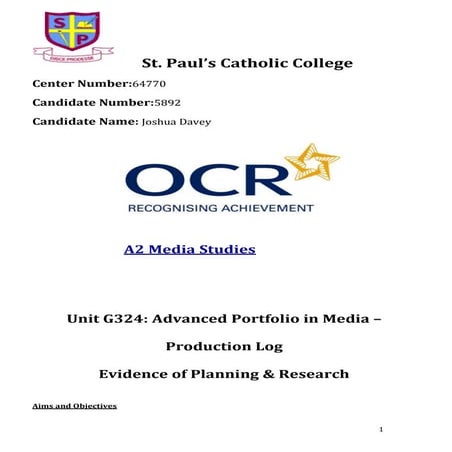 Joshua Davey - 5892 - Production Log