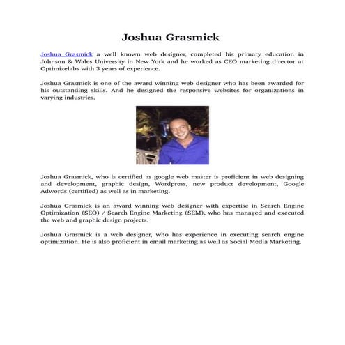Joshua grasmick | PDF