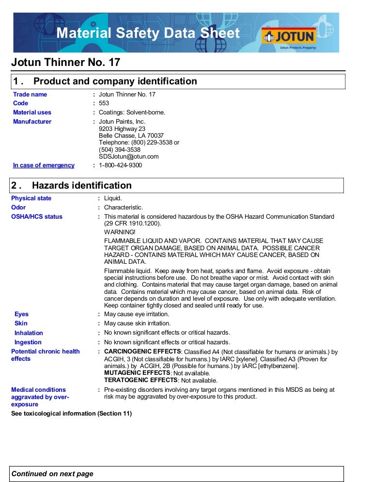Jotun thinner no.17 msds