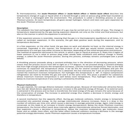 Joule thompson effect