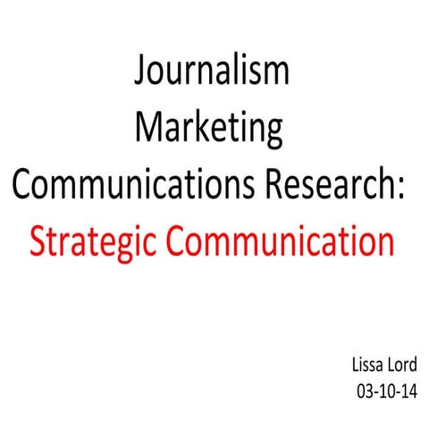Marketing Communications Research: Strategic Communication