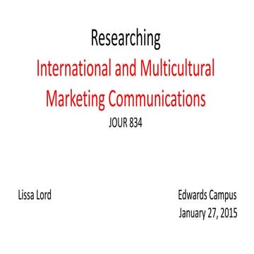 International and Multicultural Marketing Communication