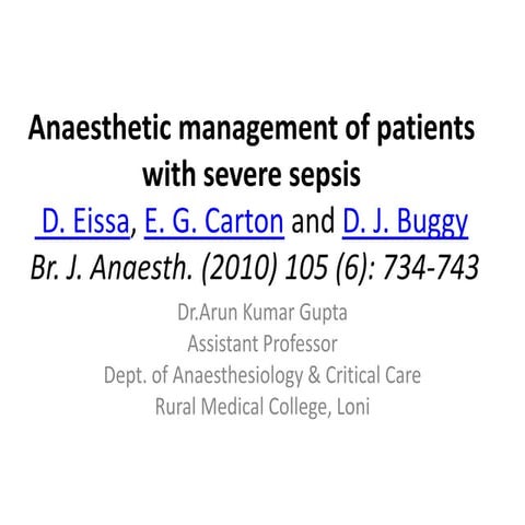 Anaesthesia for septic patient