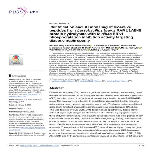 Identification and 3D modeling of bioactive peptides from Lactobacillus ...